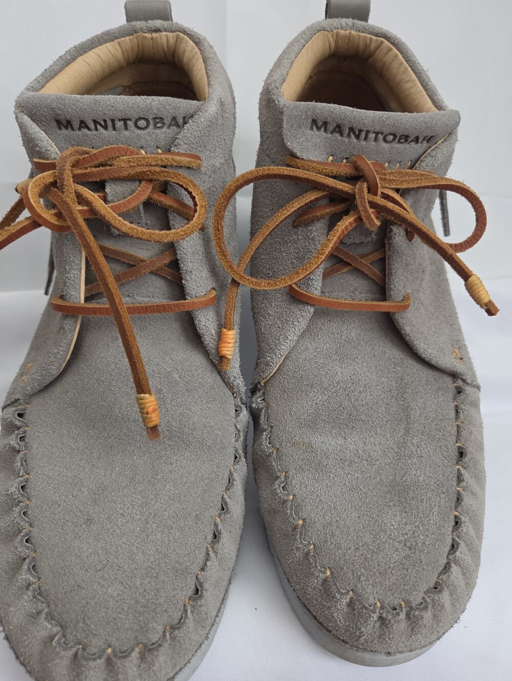 Manitobah Biege Suede Moccasin Boots with Brown Laces  8
